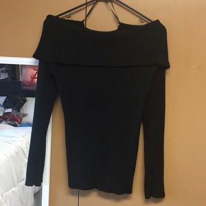 NWOT Black Ribbed Off the Shoulder Sweater